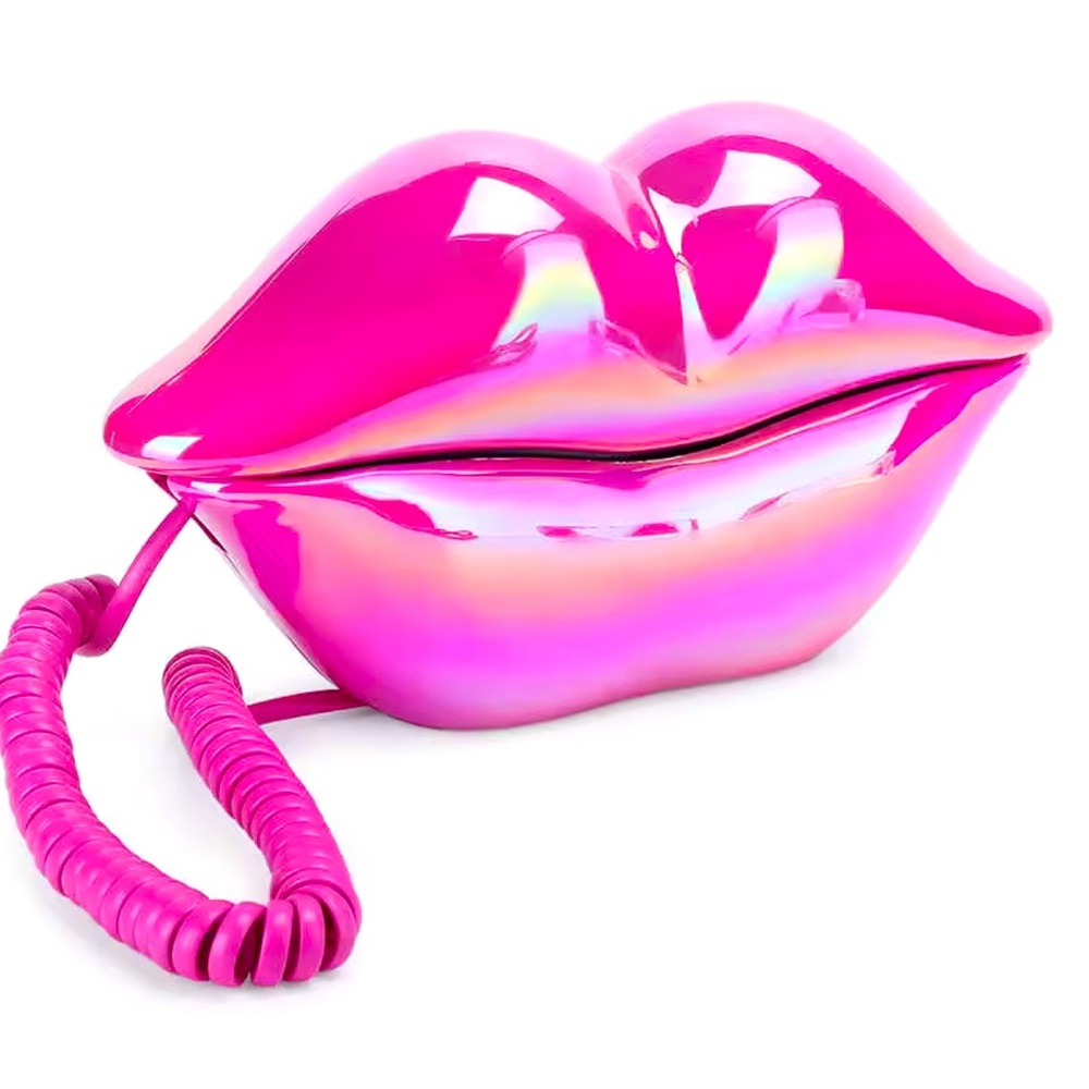 Hot Pink Lips Telephone Sexy Retro Decor Fashionable House Decor Corded Phone